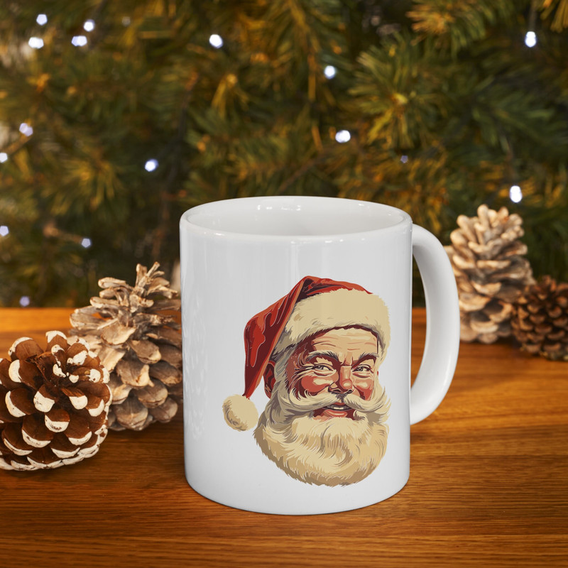 Santa Mug Ceramic 11 oz, Christmas Mug, Christmas Gift, Hot Chocolate Mug, Vintage Santa Mug, Retro Christmas Mug, Milk for Santa Mug - 7.jpg