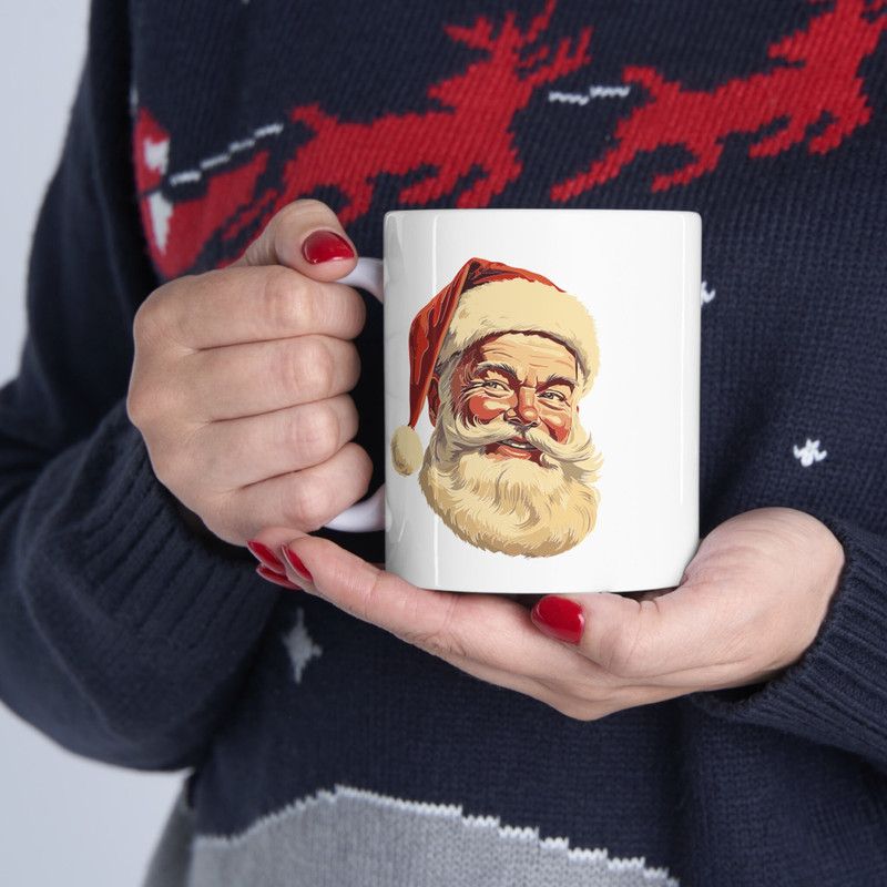 Santa Mug Ceramic 11 oz, Christmas Mug, Christmas Gift, Hot Chocolate Mug, Vintage Santa Mug, Retro Christmas Mug, Milk for Santa Mug - 9.jpg