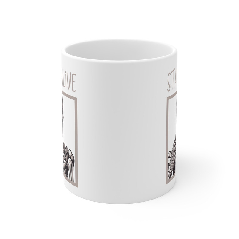 Staying Alive Skeleton Coffee Mug 11 oz Skeleton Coffee Mug Stay Alive Coffee Mug Coffee Lover Gift Skeleton Drinking Coffee Mug - 3.jpg