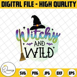 witchy and wild png, halloween quote png for sublimation,halloween witch hat and spider web digital download