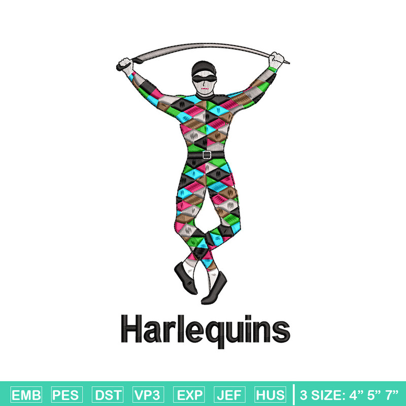 Harlequins embroidery design, Harlequins embroidery, Embroidery file, Embroidery shirt, Emb design, Digital download.jpg