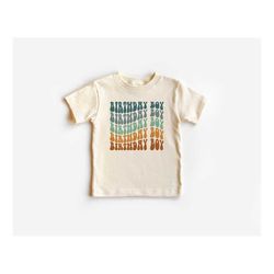 birthday boy toddler shirt, retro birthday t-shirt, toddler and youth natural tee, birthday party shirts