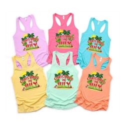 christmas in july women racerback tank, mid of year shirt, xmas july t-shirt, summer vacation shirt, summer santa shirt,