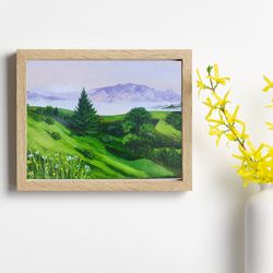 Original painting unique wall art, mountain art work gift painting, landscape painting bright colors art on canvas .