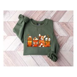 pumpkin spice dog sweatshirt, corgi shirt, autumn dog t-shirt, fall shirt, dog mom shirt, halloween corgi hoodie