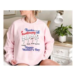 Funny Personalized Happy Mothers Day Shirt, Custom Sperm Kids Shirt, Thanks For Not Swallowing Us Tee, Custom Name Gift,