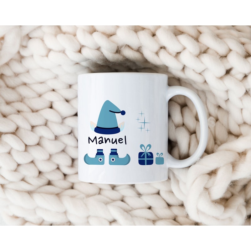 Any Name Mug - Christmas Gift for Him or Her -Custom Coffee Cup for the Holidays - Personalized Christmas Mug -Cute Santas Elf Winter Design - 4.jpg