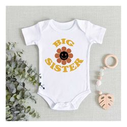 retro big sis t-shirt, best sister ever tee, vintage natural kids gift, big sister toddler shirt, best sibling tee