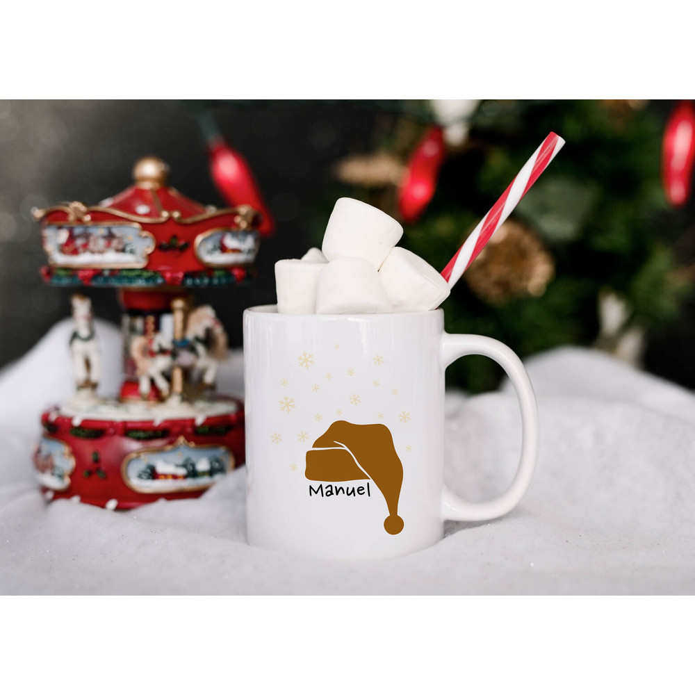 Christmas Mug Personalized - Santas Hat Winter Holiday Gift for Her - Xmas Gifts - Best Friend Present - For Mom - Coworker Gift - Winter - 1.jpg