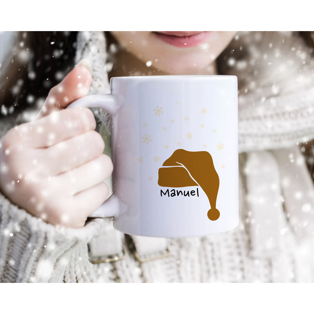 Christmas Mug Personalized - Santas Hat Winter Holiday Gift for Her - Xmas Gifts - Best Friend Present - For Mom - Coworker Gift - Winter - 2.jpg