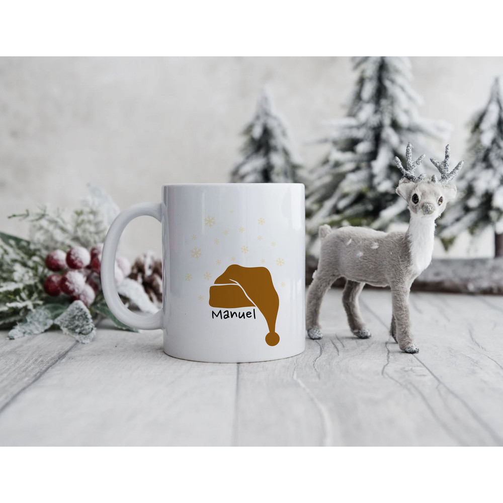 Christmas Mug Personalized - Santas Hat Winter Holiday Gift for Her - Xmas Gifts - Best Friend Present - For Mom - Coworker Gift - Winter - 3.jpg