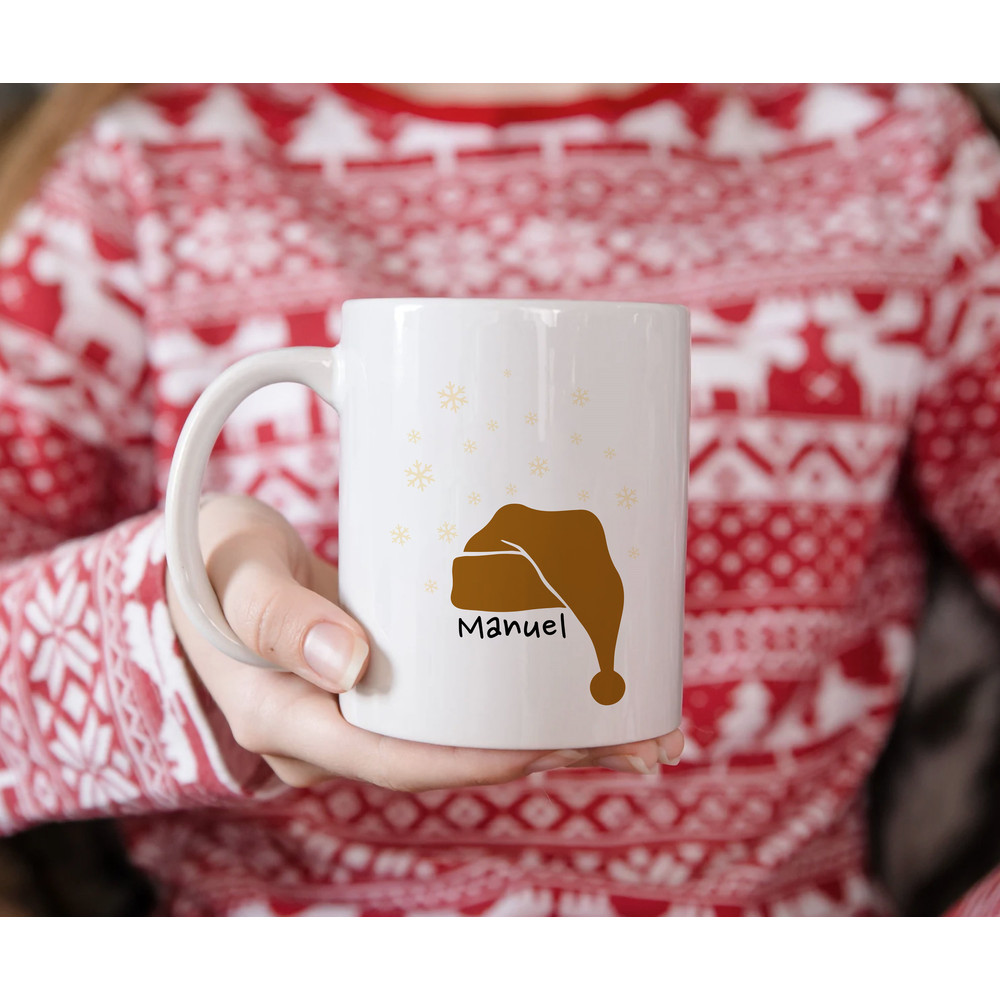 Christmas Mug Personalized - Santas Hat Winter Holiday Gift for Her - Xmas Gifts - Best Friend Present - For Mom - Coworker Gift - Winter - 4.jpg