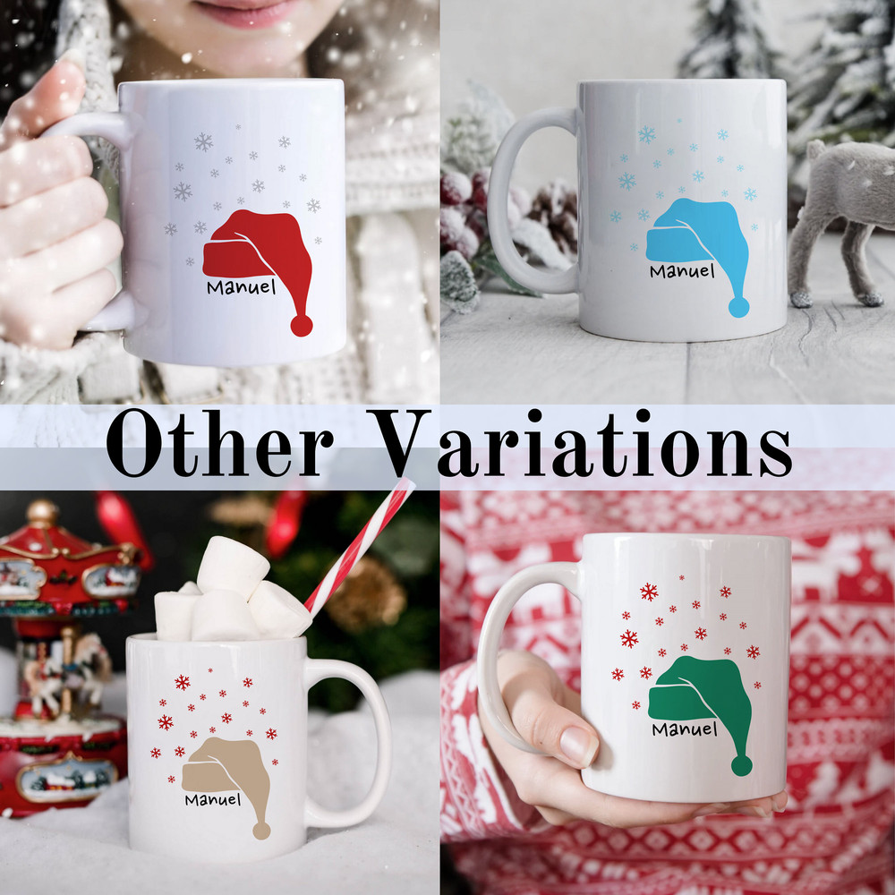 Christmas Mug Personalized - Santas Hat Winter Holiday Gift for Her - Xmas Gifts - Best Friend Present - For Mom - Coworker Gift - Winter - 6.jpg