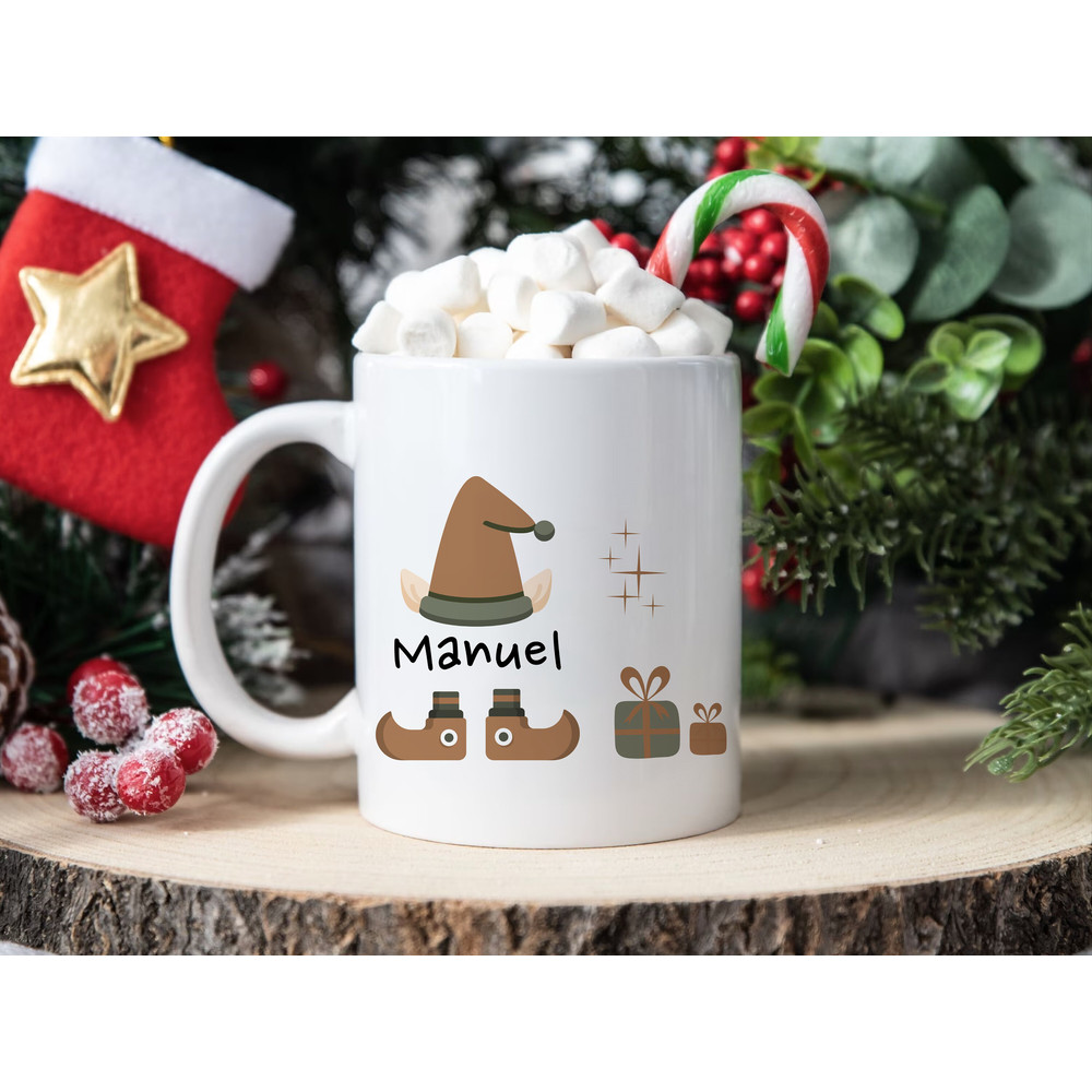 Christmas Mug, Personalized, Santa's Elf - Winter Holiday Gift for Her - Xmas Coffee Cup - Colorful Christmas Mugs - Fun Holiday Coffee Cup - 3.jpg