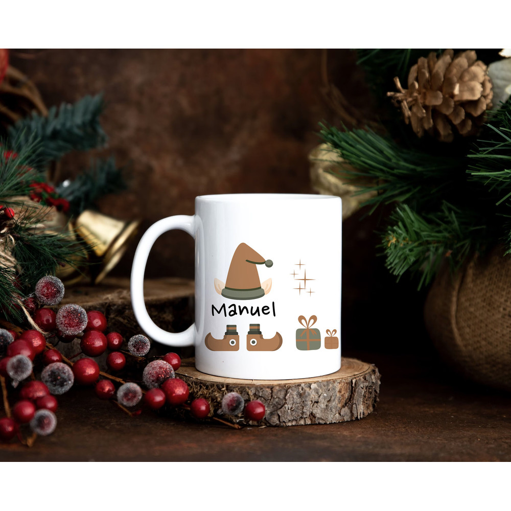 Christmas Mug, Personalized, Santa's Elf - Winter Holiday Gift for Her - Xmas Coffee Cup - Colorful Christmas Mugs - Fun Holiday Coffee Cup - 4.jpg