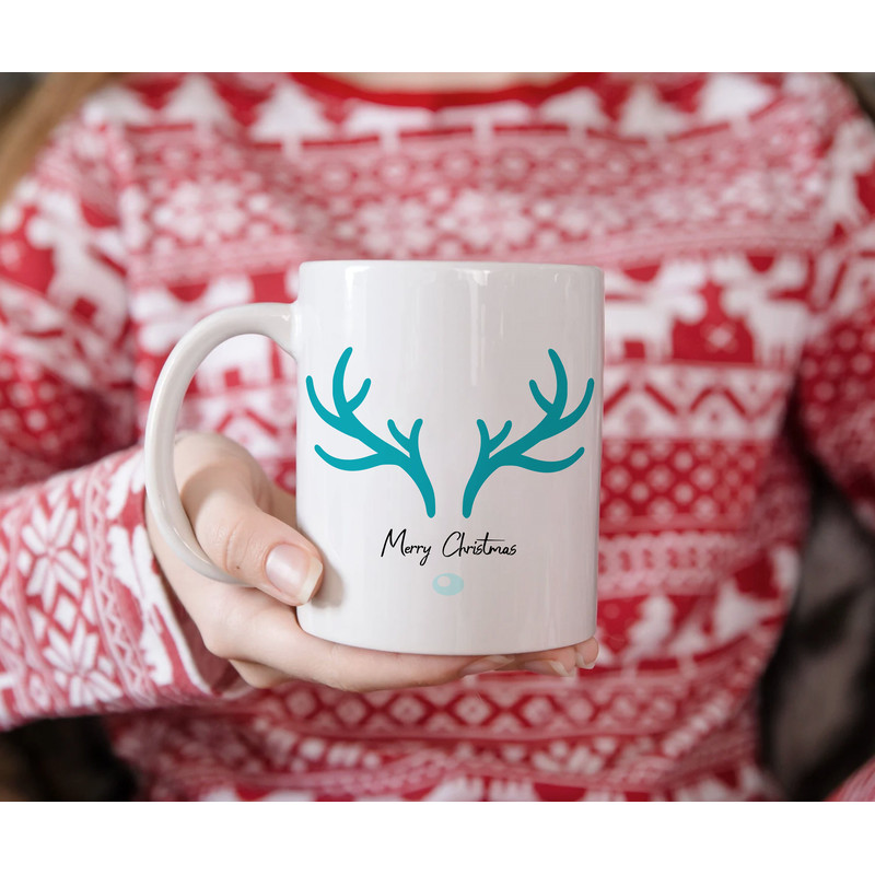 Christmas Mug, Reindeer Antler Coffee Cup, Funny Christmas Mug, Ceramic Reindeer Mug, Christmas Gift, Cute XMas Present, Winter Season Mug - 6.jpg