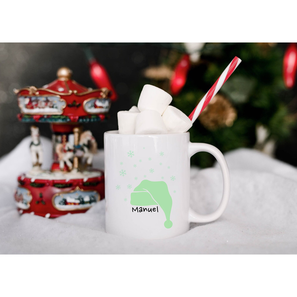 Custom Kids Name Christmas Hat Mug - Personalized Christmas Mug - Stocking Filler Gift - Santas Hat - Winter Season - Holiday Mug - Boy Girl - 1.jpg