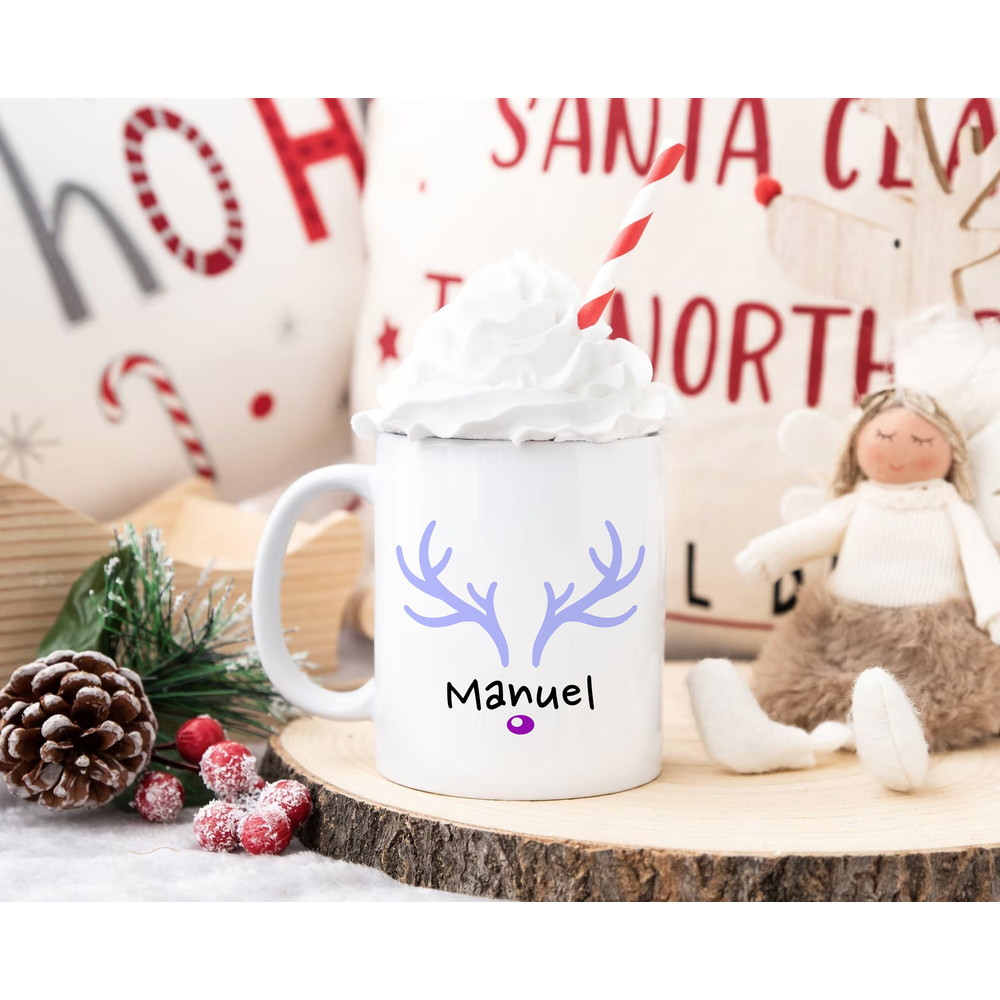 Custom Kids Name Reindeer Mug  Funny Christmas Cup  Santa Claus Helper  Personalized Hot Chocolate  For Boys and Girls  Antler  winter - 1.jpg