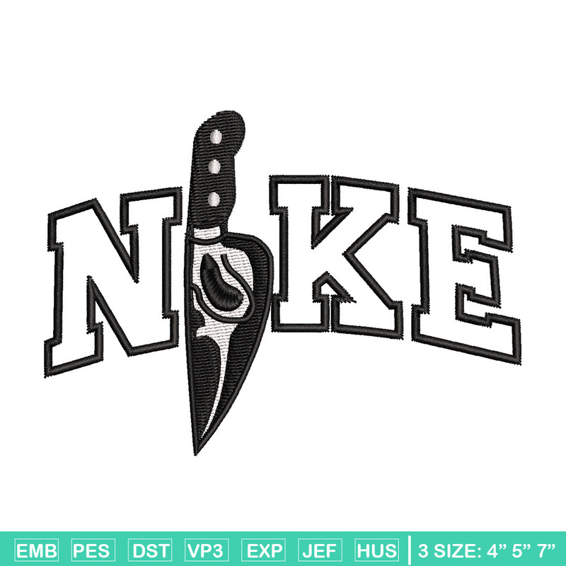Knife ghost nike embroidery design, Horror embroidery, Embroidery file,Embroidery shirt, Nike design, Digital download.jpg