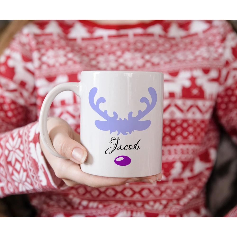 Cute Reindeer Mug Personalized Christmas Reindeer Face Eve Box Filler Gift Hot Chocolate Ceramic Mug Gift For Her Cute Kids Present - 4.jpg