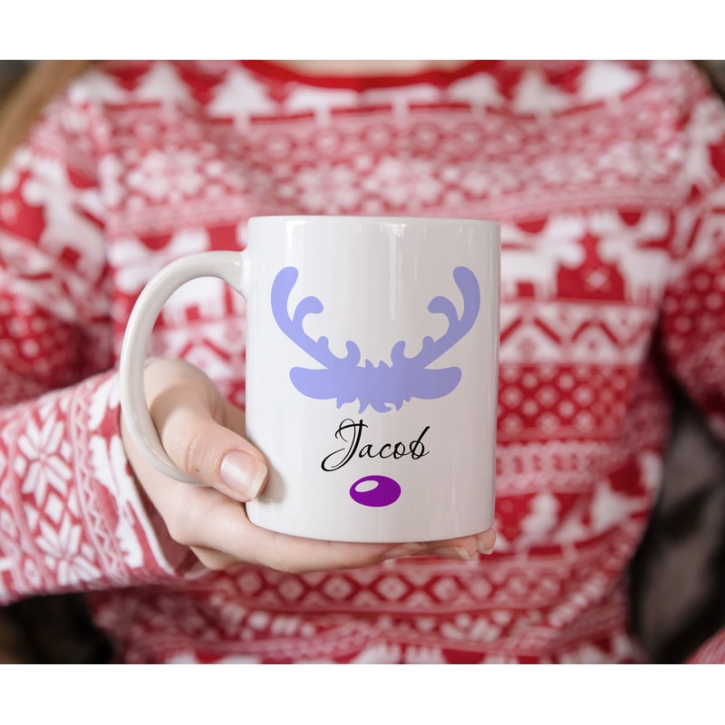 Cute Reindeer Mug Personalized Christmas Reindeer Face Eve Box Filler Gift Hot Chocolate Ceramic Mug Gift For Her Cute Kids Present - 4.jpg