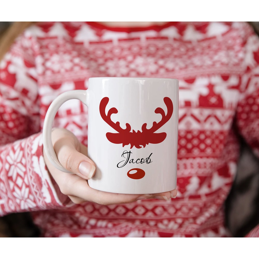 Cute Reindeer Mug Personalized Christmas Reindeer Face Eve Box Filler Gift Hot Chocolate Ceramic Mug Gift For Her Cute Kids Present - 4.jpg