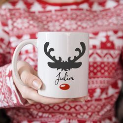 individual ceramic mug, reindeer tradition, personalized reindeer christmas