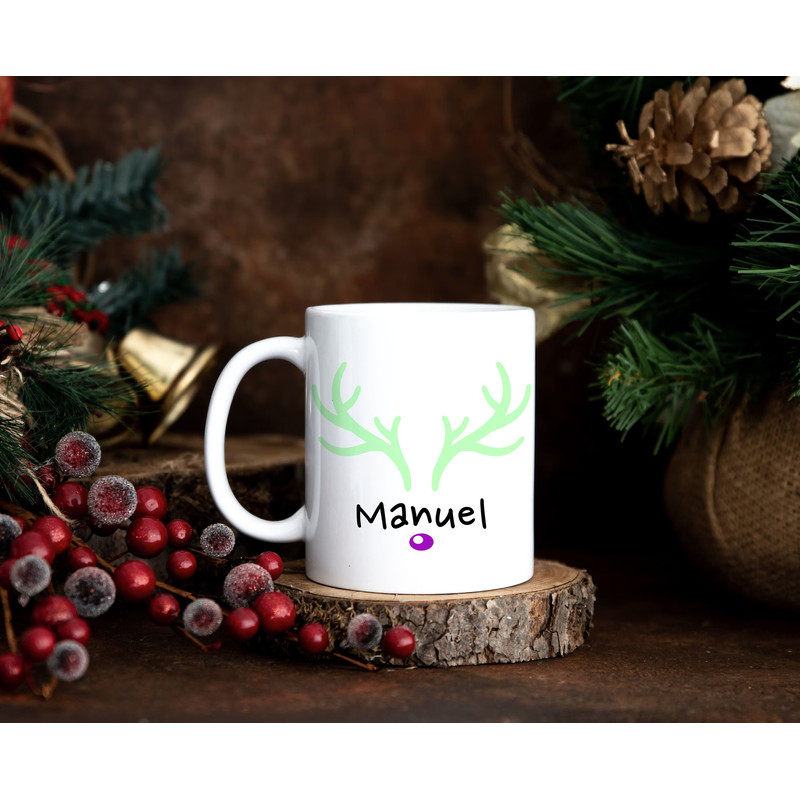 Cute Reindeer Mug  Personalized Reindeer Face  Eve Box Filler  Reindeer Gifts  Christmas Ceramic Cup Stocking stuffer unique Xmas Gift - 3.jpg