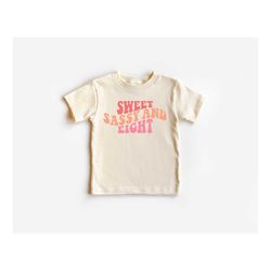 8th birthday shirt, girls eighth birthday t-shirt, hello eight shirt, kids birthday clothing, 8th birthday gift