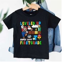 level up super mario shirt, super mario back to school shirt, first day of school tee,1st day of school super mario tee,