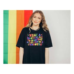 what a beautiful day to respect other people's pronouns shirt, lgbtq gift,, retro lgbt shirt, gay rights shirt, equality