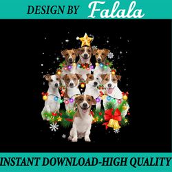 jack russell terrier christmas dog tree lights pajamas png, x-mas dogs, santa claus dog png, dog lover gift png sublimat