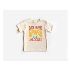 big brother level unlock shirt, retro big brother t-shirt, leveled up to brother tee, vintage natural kids gift, big bro