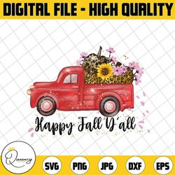 happy fall yall png, happy fall png,leopard pumpkin truck, pumpkin png, fall png hand drawn digital instant download