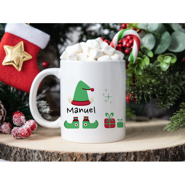Stepdad's Christmas Mug - Perfect Gift for Step Parents and Stepfathers - Personalized Christmas Mug - Cute Custom Elf Design for Kids, Dad - 1.jpg