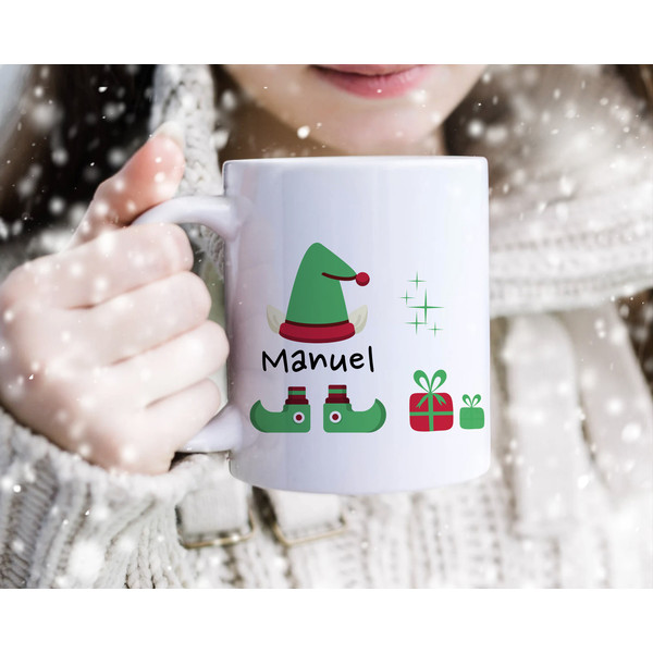 Stepdad's Christmas Mug - Perfect Gift for Step Parents and Stepfathers - Personalized Christmas Mug - Cute Custom Elf Design for Kids, Dad - 2.jpg