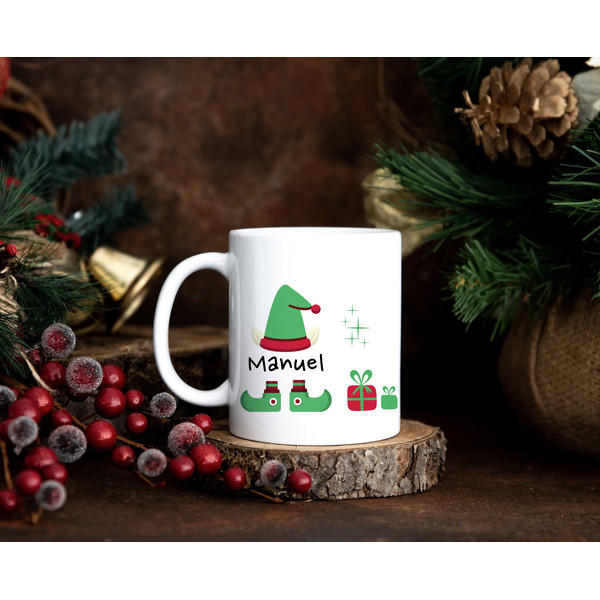 Stepdad's Christmas Mug - Perfect Gift for Step Parents and Stepfathers - Personalized Christmas Mug - Cute Custom Elf Design for Kids, Dad - 4.jpg