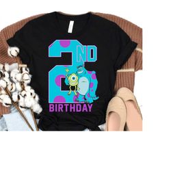 disney monsters inc. mike & sully happy 2nd birthday , disneyland birthday party shirts, family matching birthday shirt