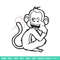 Monkey black white embroidery design, Monkey embroidery, Embroidery file, Embroidery shirt, Emb design, Digital download.jpg