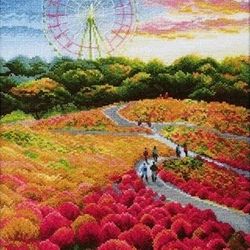 cross stitch kit - hitachi park - embroidery kit - needlework kit - diy kit