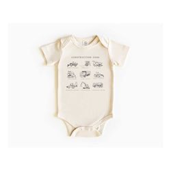 toddler shirt, construction zone kids retro t-shirt, natural baby bodysuit