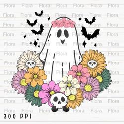 hippie halloween ghost floral spooky png