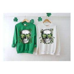 skull lucky shirt, st. patrick's day sweatshirt, shamrock crewneck unisex sweatshirt, st paddy's day sweatshirt, lucky s