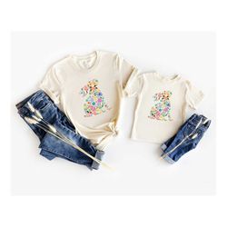 easter bunny shirt, easter floral rabbit shirt, colorful bunny t-shirt, easter shirts for women, easter toddler shirt