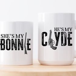 personalized name and date on the back, bonnie clyde mug, couples mugs