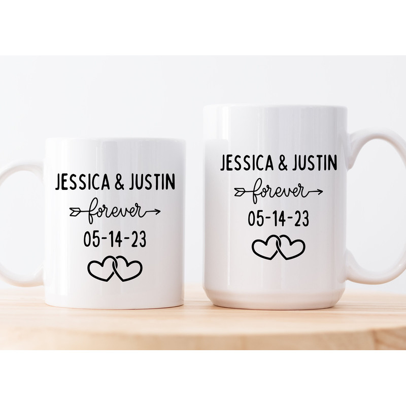 11 and 15 oz Personalized Name and Date on the back Bonnie & Clyde Mug, Couples Mugs, Anniversary Gifts, Wedding Gifts, Relationship Gifts - 2.jpg