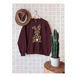 leopard bunny shirt, easter sweatshirt, easter bunny graphic tee, easter shirts for women, ladies easter bunny tee, east