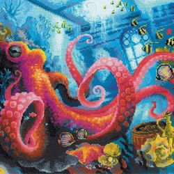 cross stitch kit - underwater kingdom - embroidery kit - needlework kit - diy kit