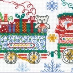 cross stitch kit - new year's train - christmas - embroidery kit - needlework kit - diy kit