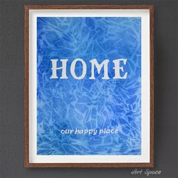 original watercolor painting "home", decoration for office, housewarming gift, hallway decor, playroom, blue painting,